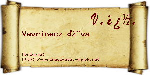 Vavrinecz Éva névjegykártya